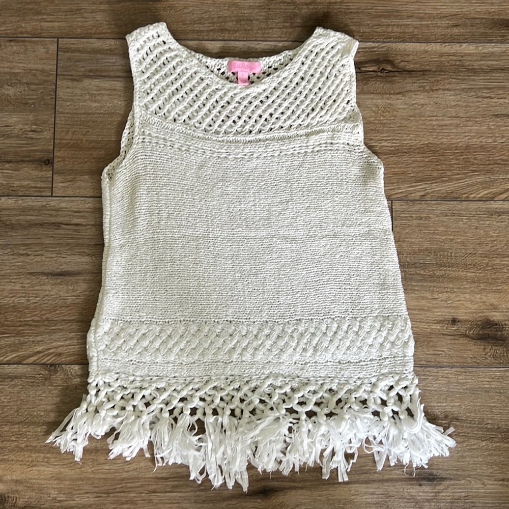 White crocheted lily Pulitzer Tank